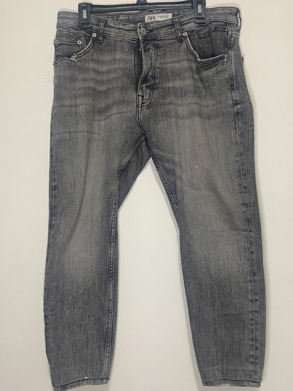 Zara Gray Black Wash Slim Fit Jeans Men's 36x24